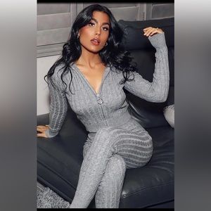 Fashion Nova Hooded cable knit legging set XS